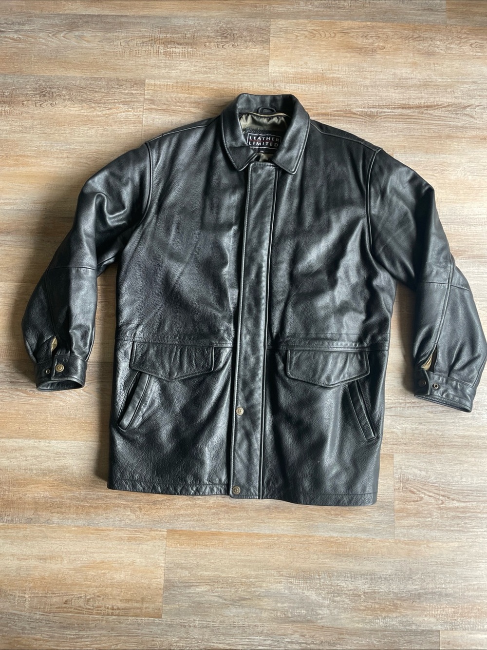 Leather Limited Men's Black Coat, Sz. XXL Heavy Trench Motorcycle